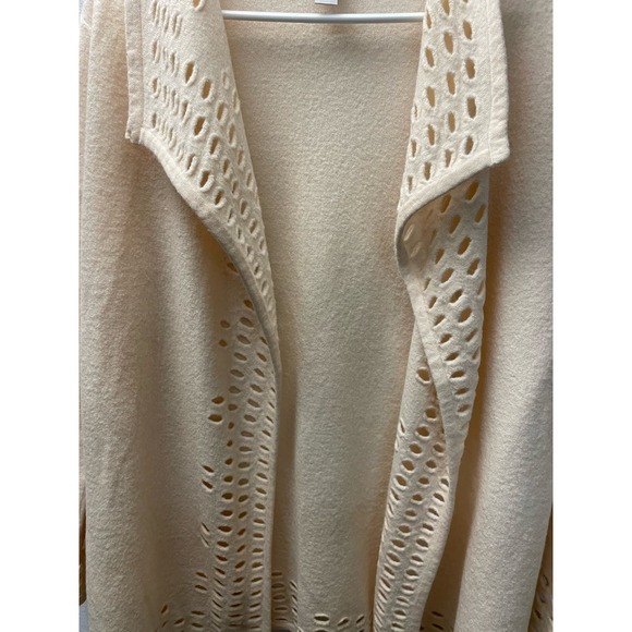 Vintage CHICOS 100% WOOL sweater white vanilla y2k womens size 1 - Picture 2 of 4